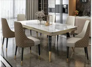 New Designed Marble Dining Table With 6 Luxury Chairs.