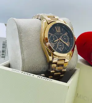 Original Michael Kors Chronograph Blue Dail Gold Chain Watch