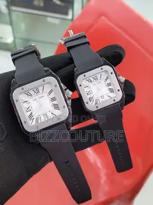 Original Cartier Calendar Black Rubber Strap Watch