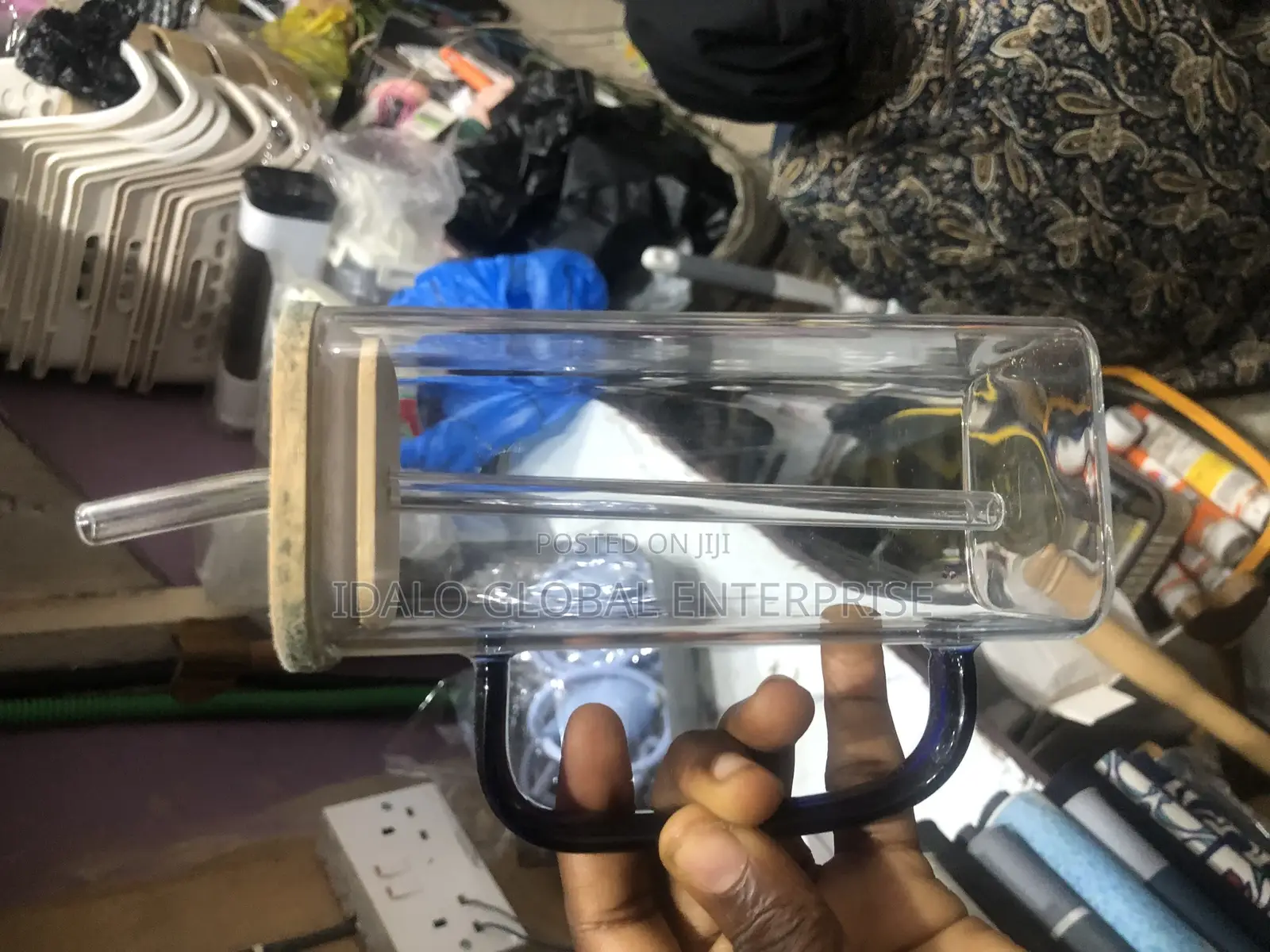 Drinking Glass With Bamboo Lid and Straw