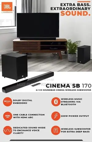 JBL Bar SB170 2.1 - Channel Soundbar With Wireless Subwoofer