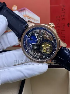 Original PATEK PHILIPPE Chronograph Blue Dail Leather Watch