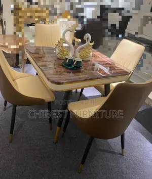 Imported Marble Dining Table With Four Executive Chairs