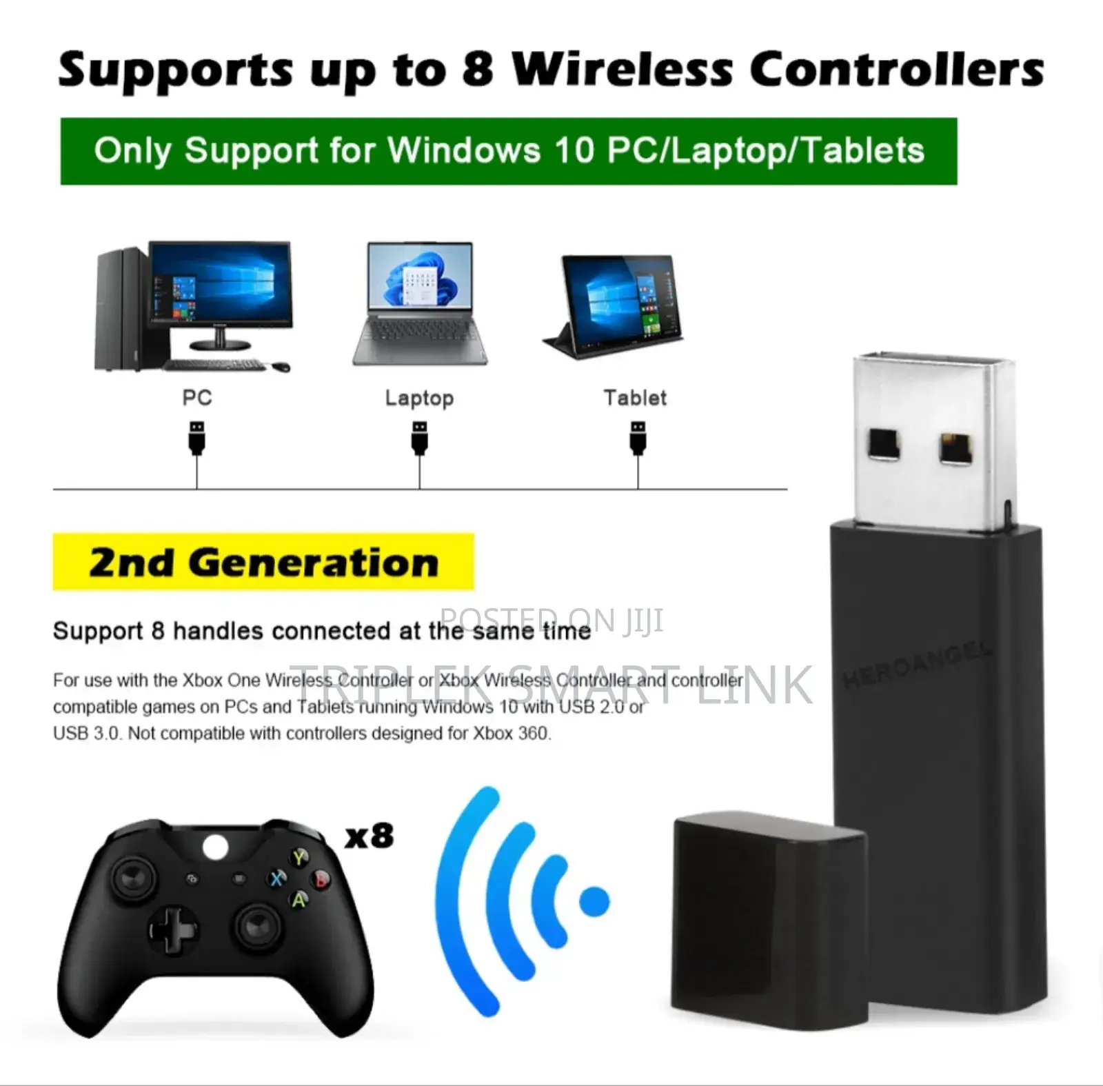 Xbox One 2nd Generation Wireles Adapter Pc for Windows7/8/10
