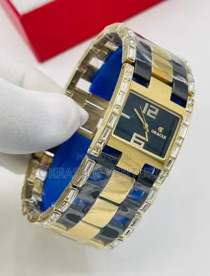 Oracle (Ice Head) Gold/Black Ceramic Watch for Women's