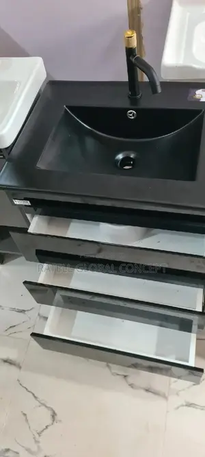 Black Cabinet Wash Hand Basin ( 3 Step Drawer )