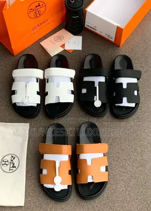 Original Hermes Men Leather Slippers