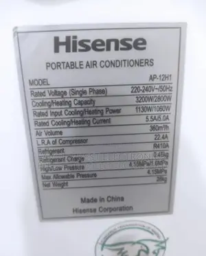 New Hisense 1.5hp Portable Air Conditioner(Copper ) 1year