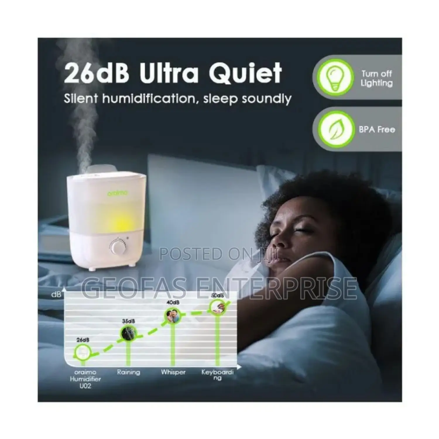 Oraimo Ultrasonic Authentic 2.5L 26db Silent Humidifier