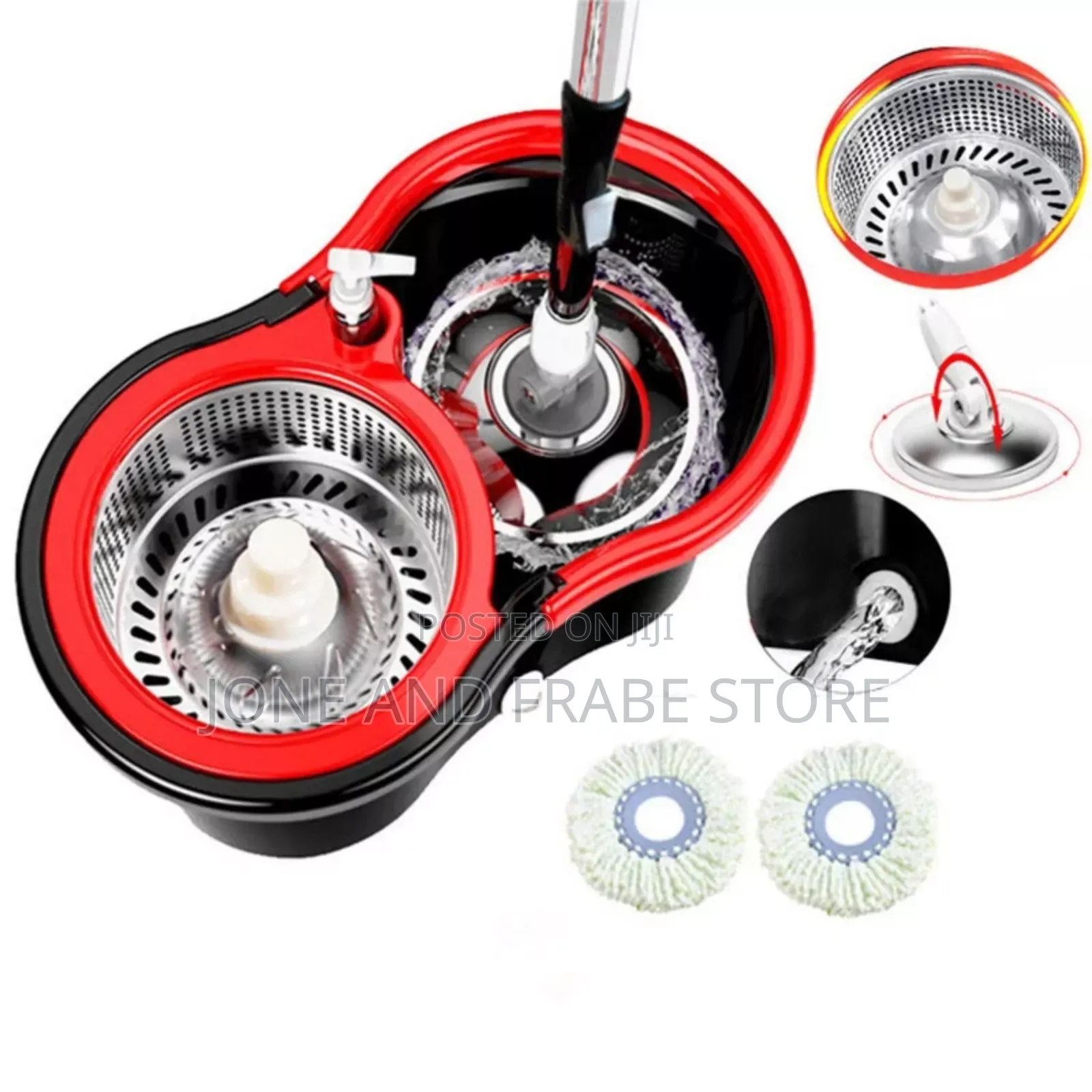 Rotating Mop Bucket Set With 2 Mop Head