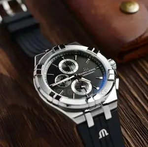 Maurice Lacroix Chronograph Silver Rubber Strap Watch
