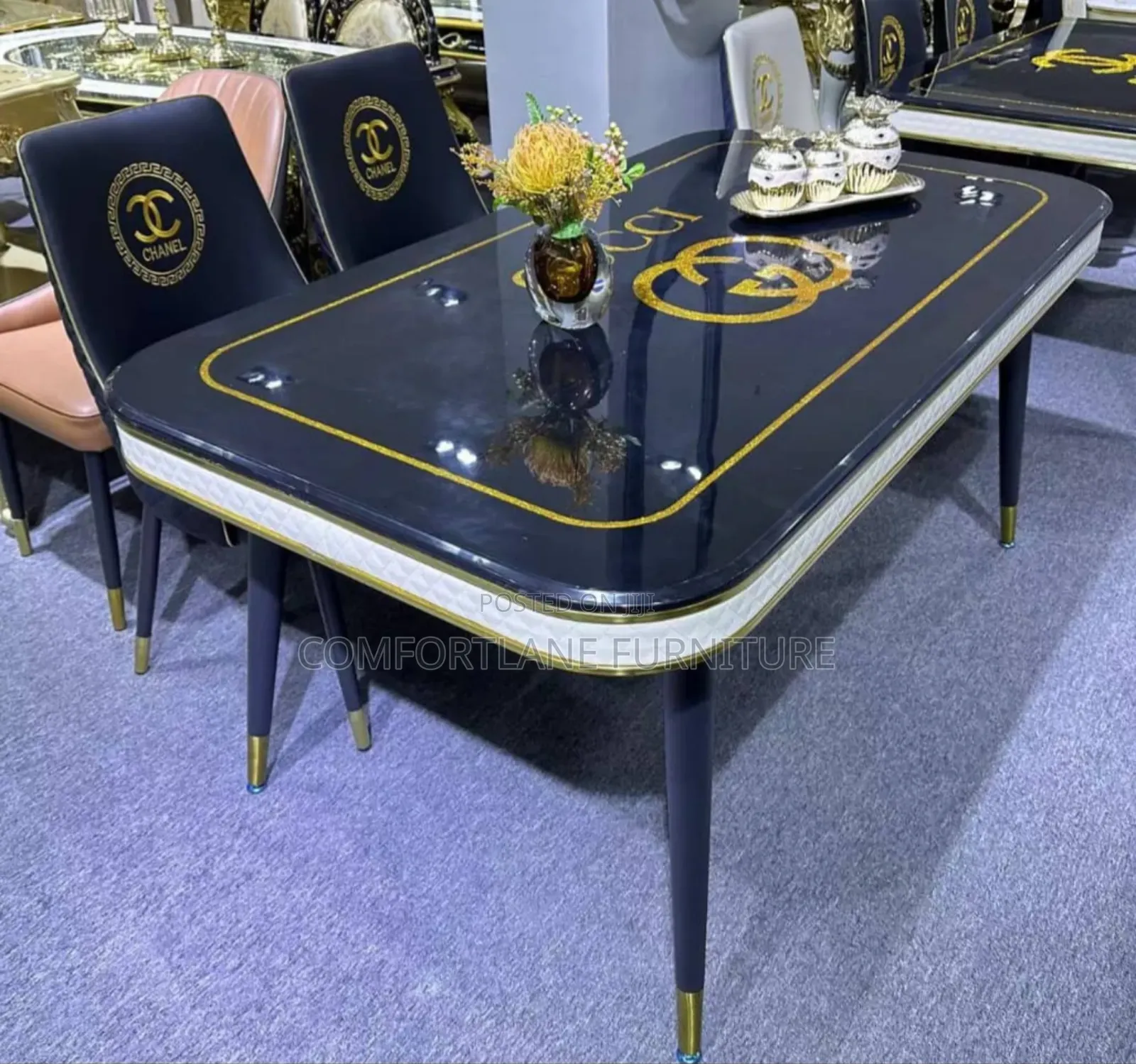 Contemporary Dining Table Set With 6 Chairs
