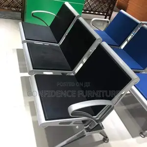 Original 3 Seaters Waiting Chair With Leather Padded