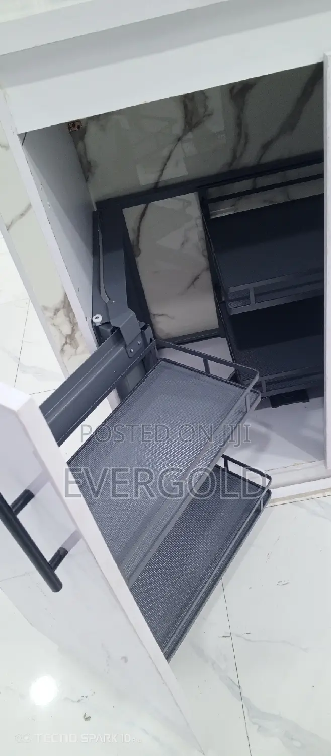 Gray In Built Cabinet Magic Corner With Complete Accessories