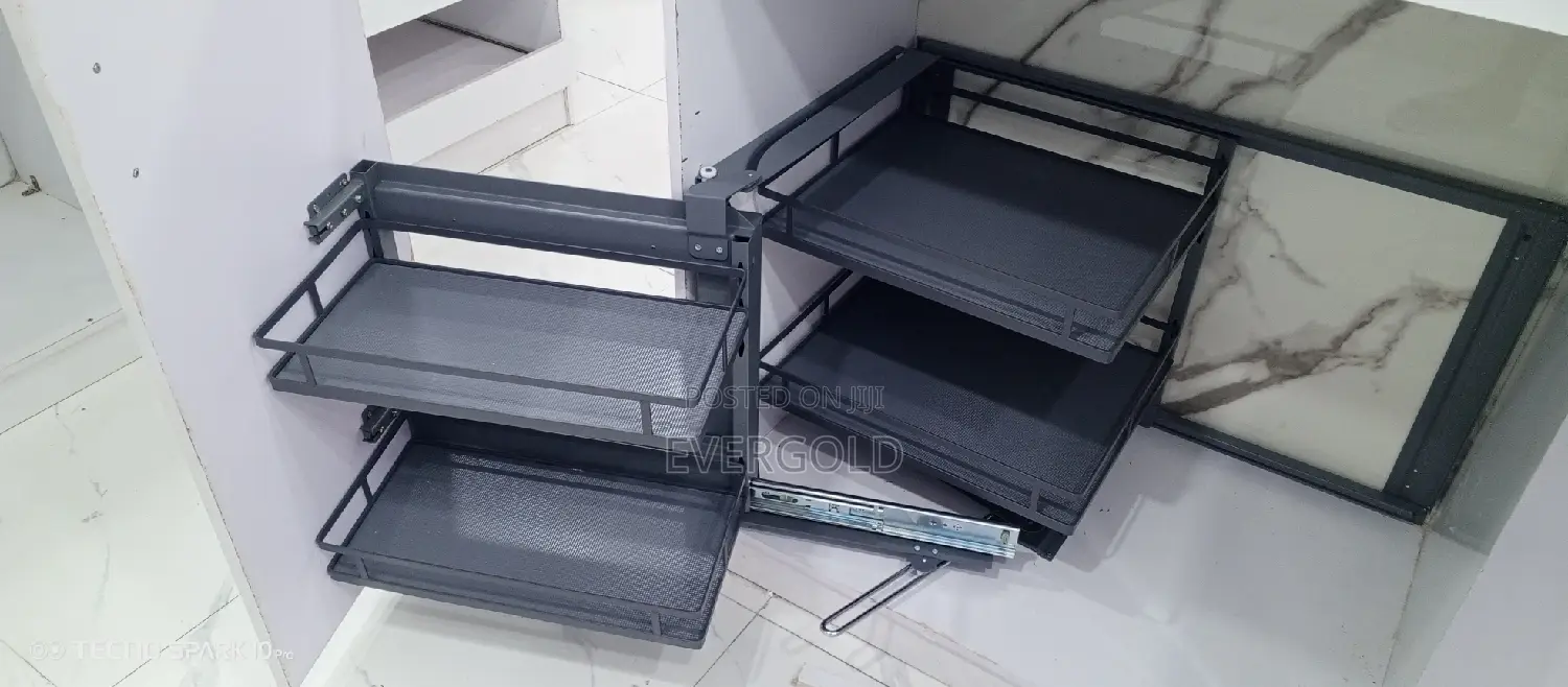 Gray In Built Cabinet Magic Corner With Complete Accessories