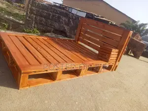 Well Polish 4.5by6 Pallet Bedframe With Mino Side Stool
