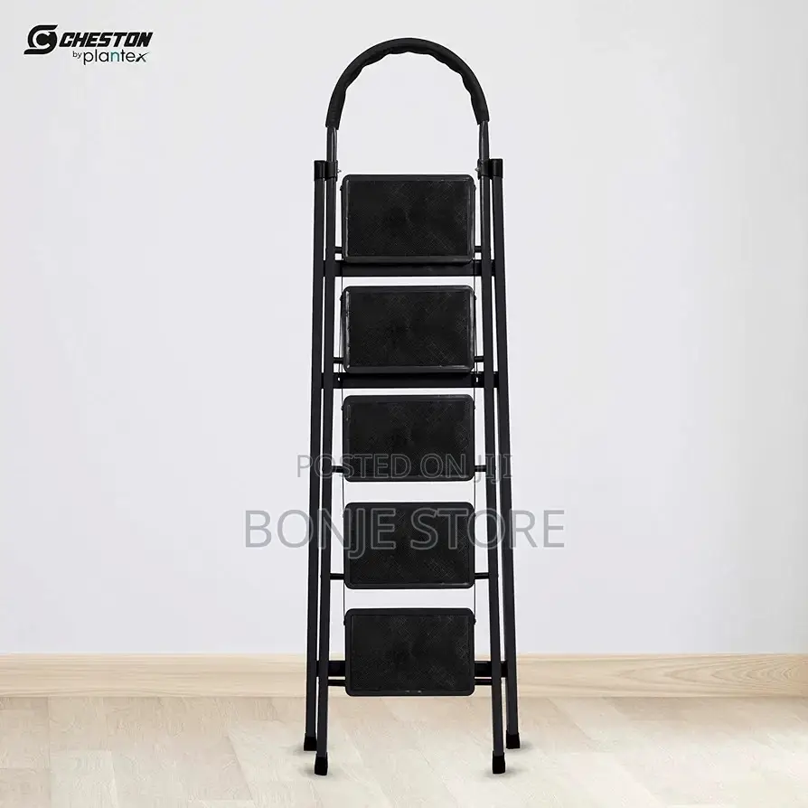 Black 5 Steps Foldable Ladder