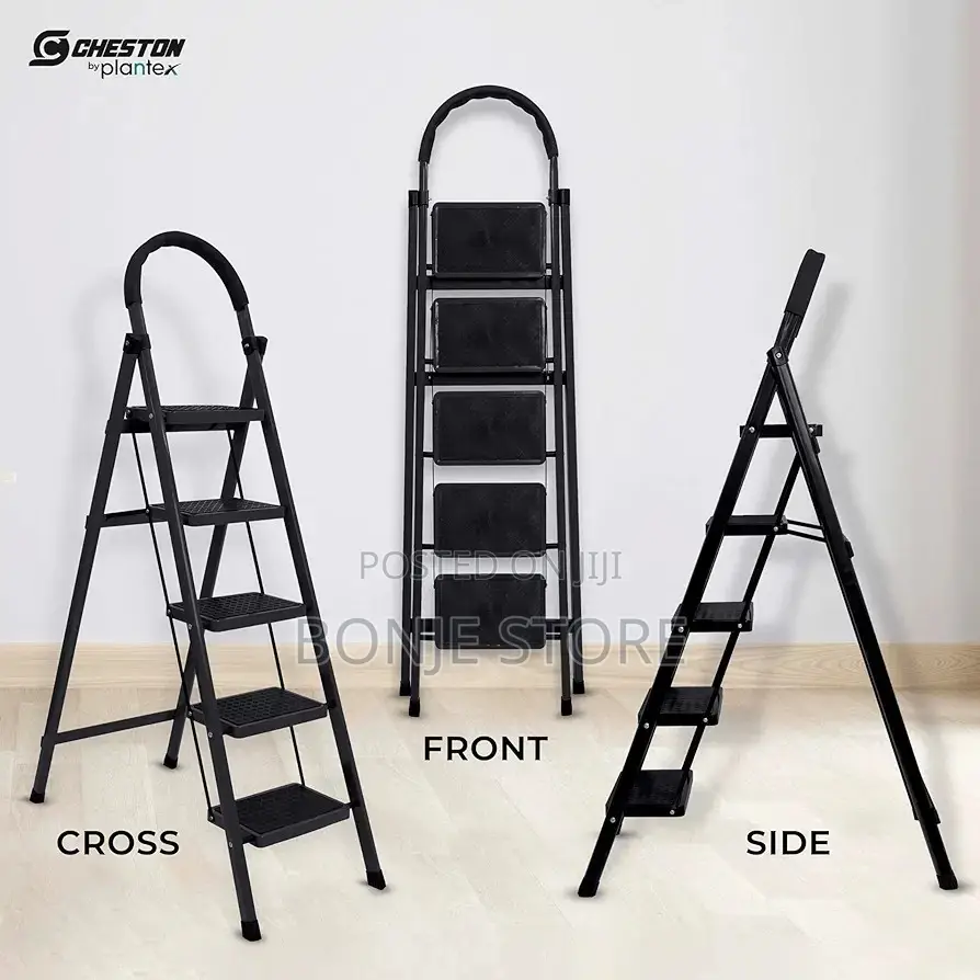 Black 5 Steps Foldable Ladder