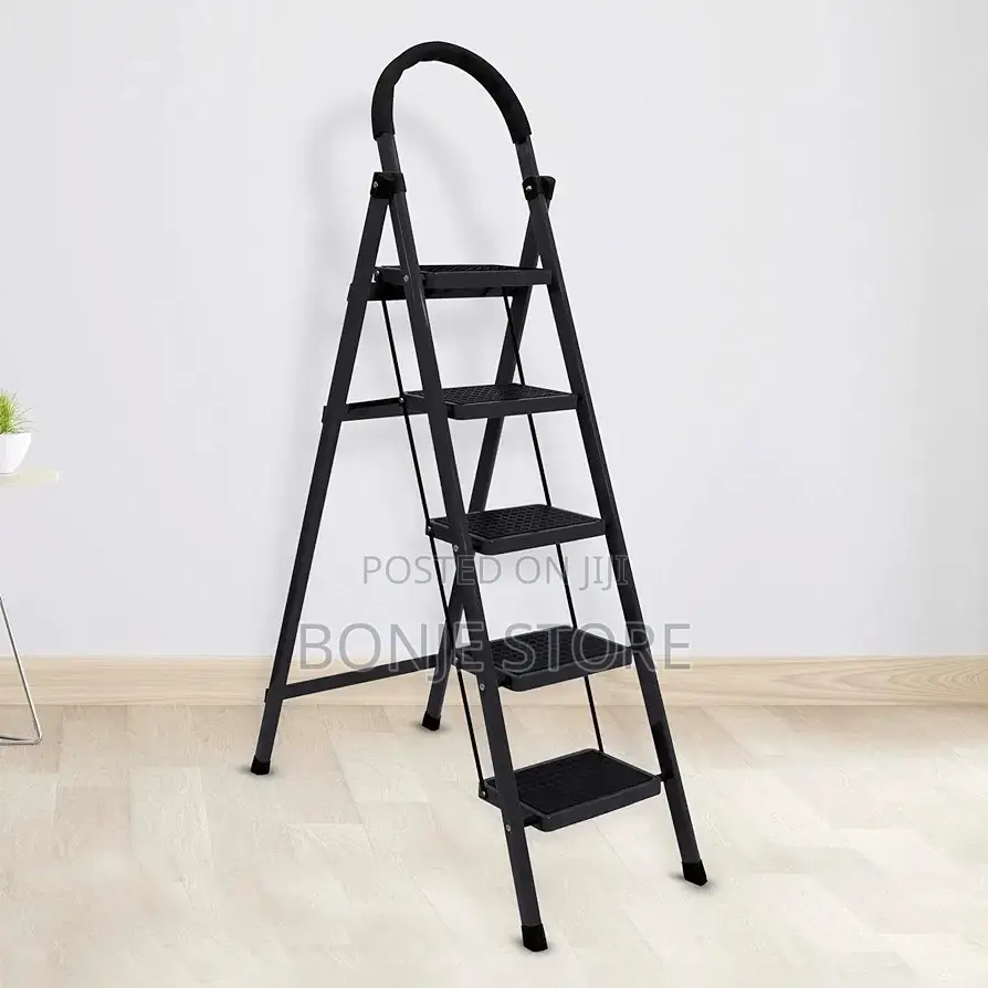 Black 5 Steps Foldable Ladder