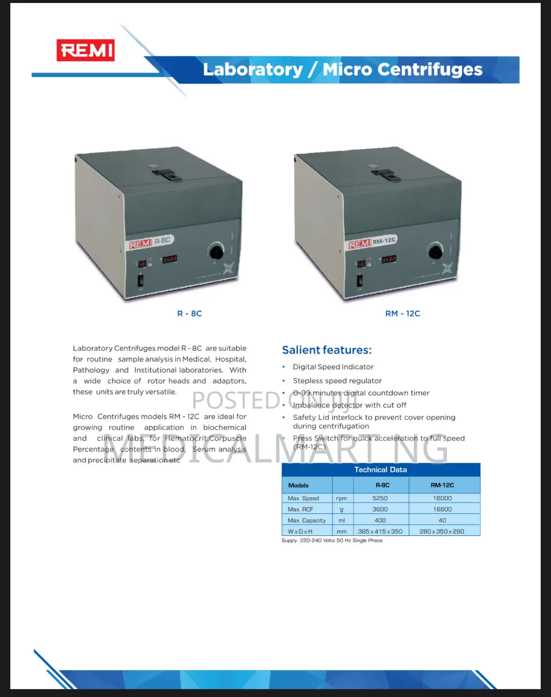 High Speed Micro Centrifuge