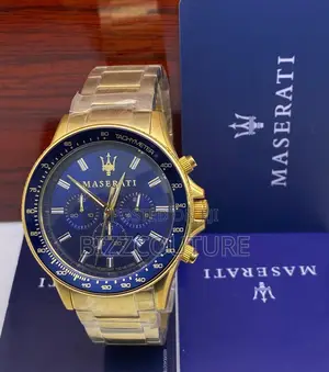 Original Masarati Blue Dail Chronograph Gold Chain Watch