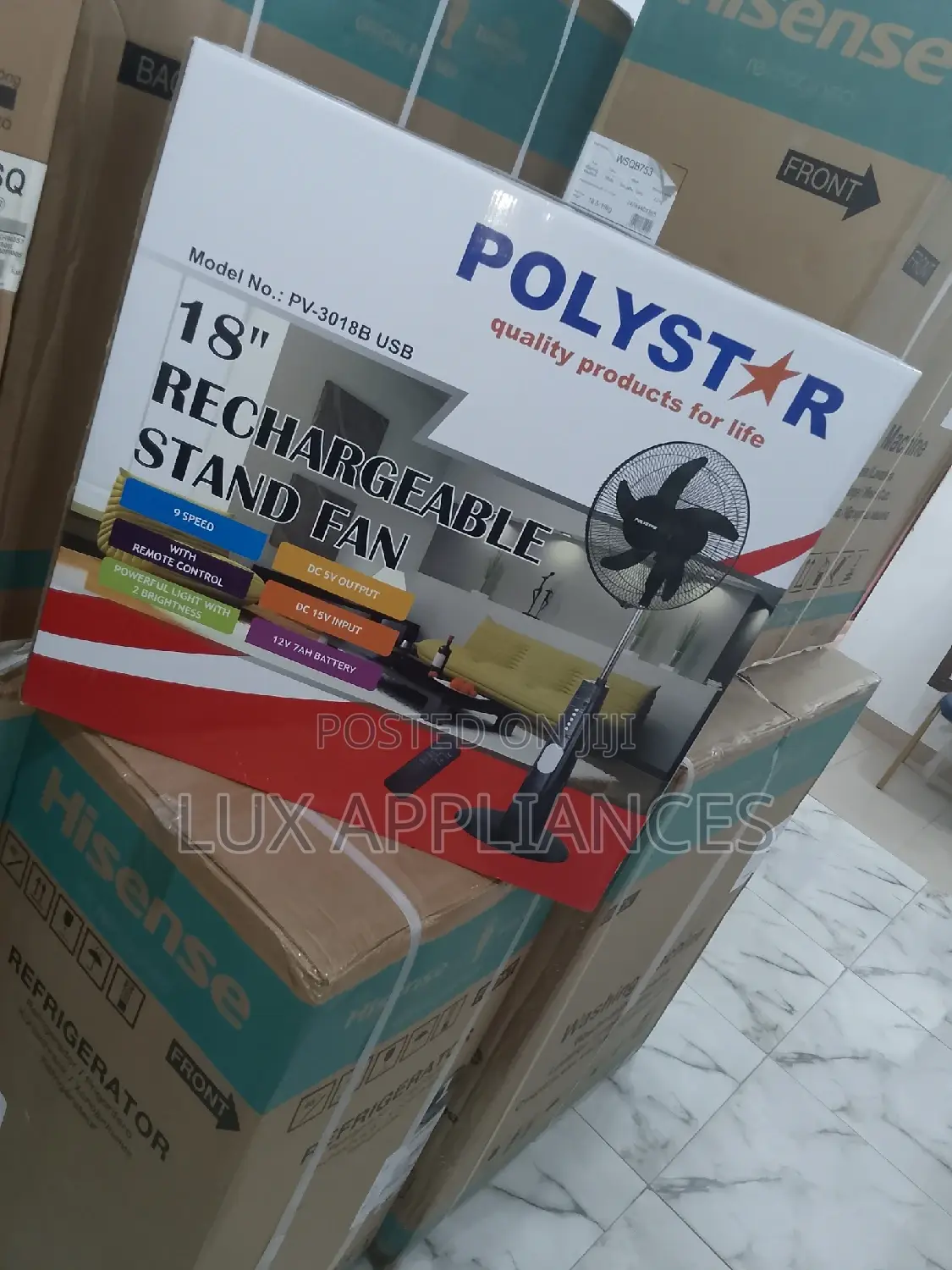 Polystar 18 Inch Rechargeable Fan | PVKL-3018b USB