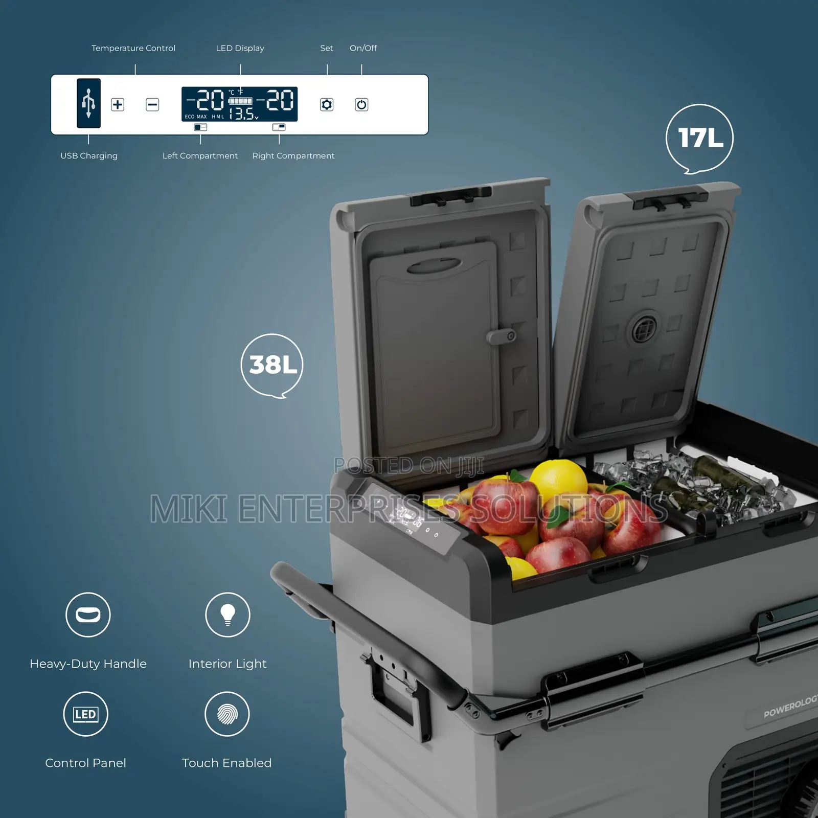 Powerology Portable Fridge 55L With APP