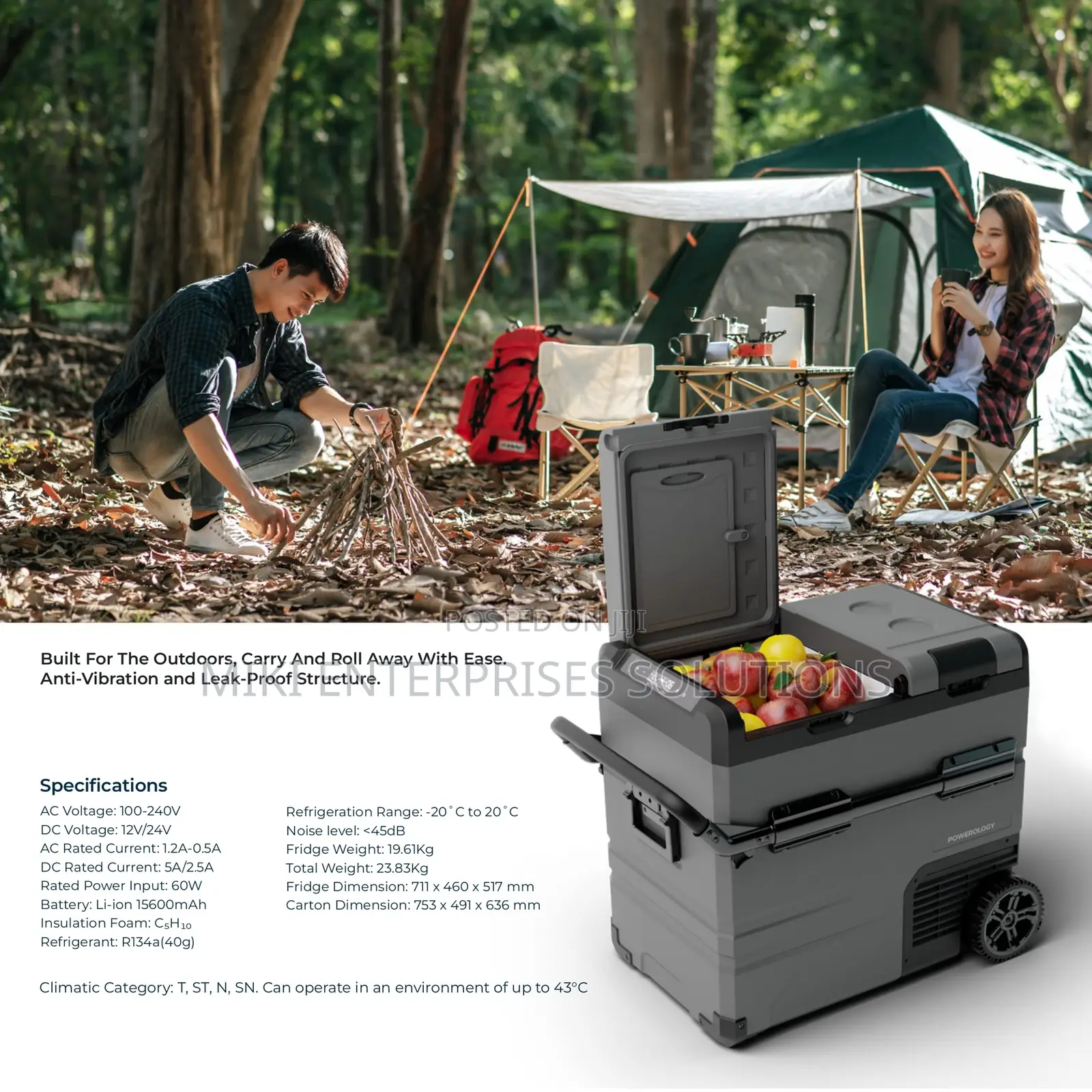 Powerology Portable Fridge 55L With APP