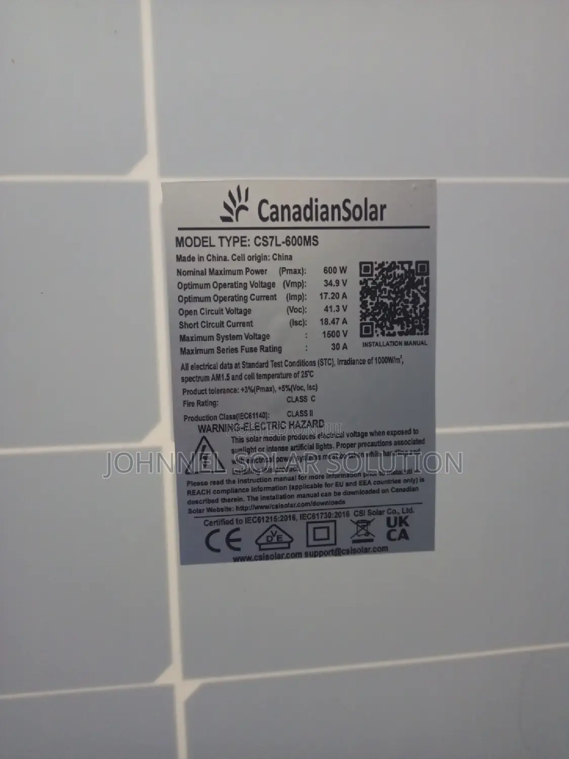 600W 120cell Canadian Solar Panel