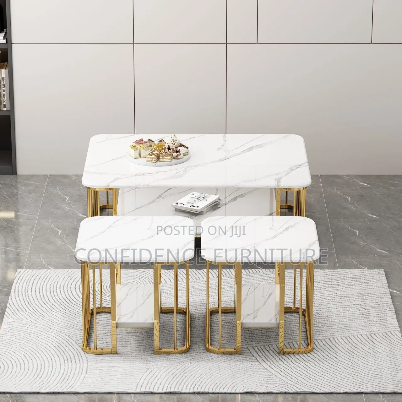 Quality Marble Centre Table With Two Side Stool