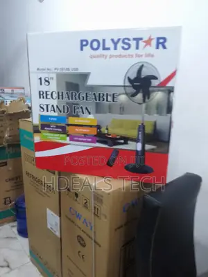Brand New Polystar Rechargeable Stand Fan - 18 Inches.