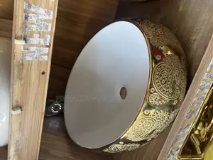 White and Gold Counter Top Washing Hand