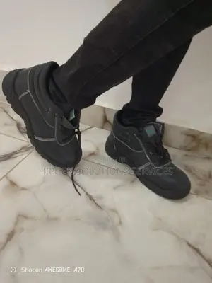 Black Waterproof Leather Work Boots Steel Toe Safety Shoes