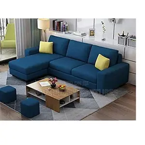 L Shaped Sofa With Center Table and Ottoman