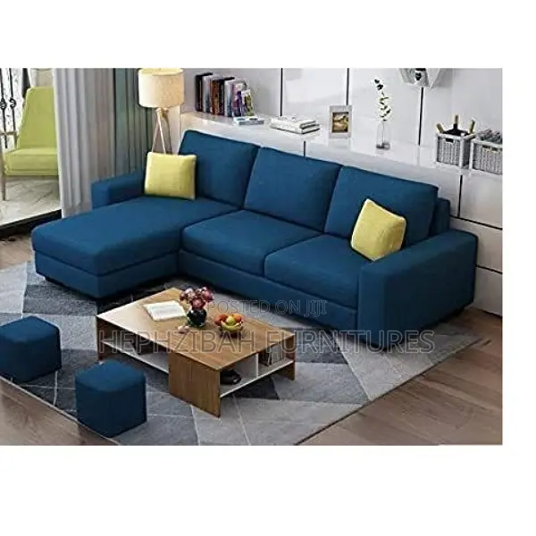 L Shaped Sofa With Center Table and Ottoman