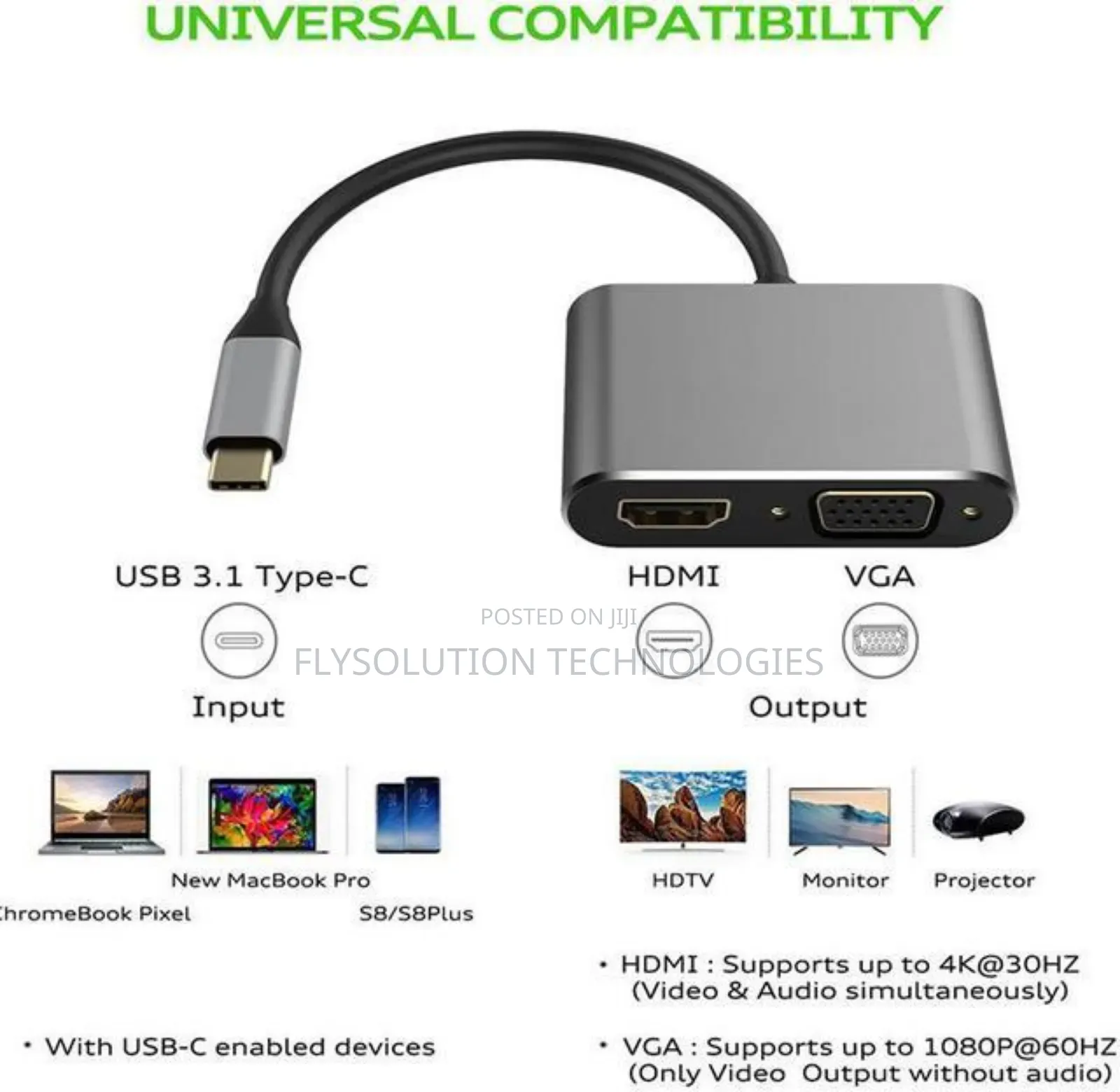 USB-C Type-C to HDMI VGA (Compatible Thunderbolt 3 Port)