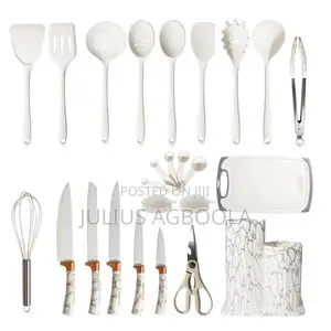 25PCS Marble Silicone Kitchenware Non-Stick Cookware Set