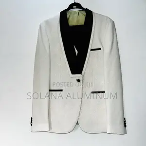 Cream White Paisley Tuxedo Jacket Suit for Weddings, Dinner