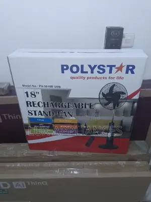 New Equipped Polystar 5 Blades 18′′Rechargeable Standing Fan
