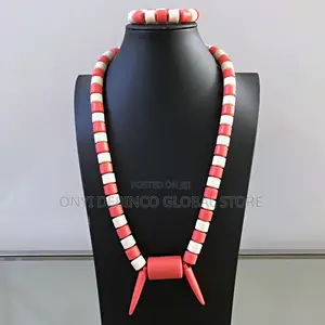 Igbo Traditional Wedding Necklace With Tusk and Hand Bead