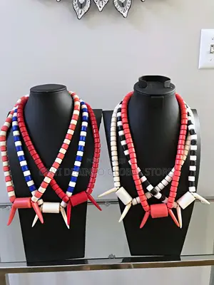 Igbo Traditional Wedding Necklace With Tusk and Hand Bead