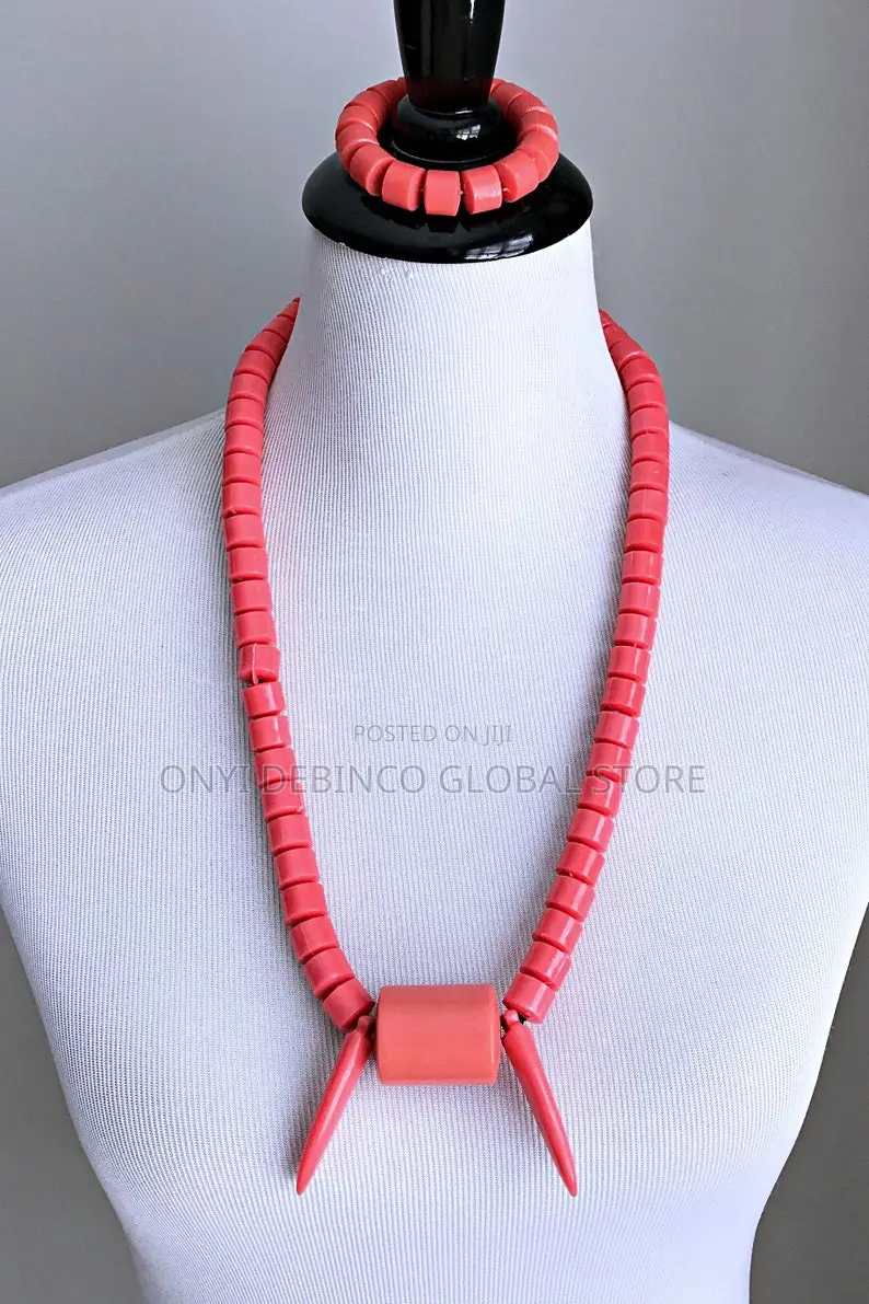 Igbo Traditional Wedding Necklace With Tusk and Hand Bead