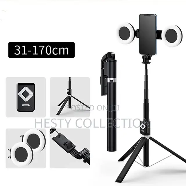 170cm 1.7m Extendable Tripod Selfie Stick With 2 Ringlight