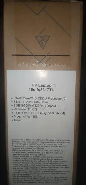 New Laptop HP 15S 8GB Intel Core I5 SSD 512GB