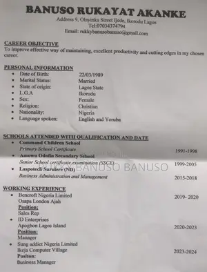 Cashier in Retail Shop