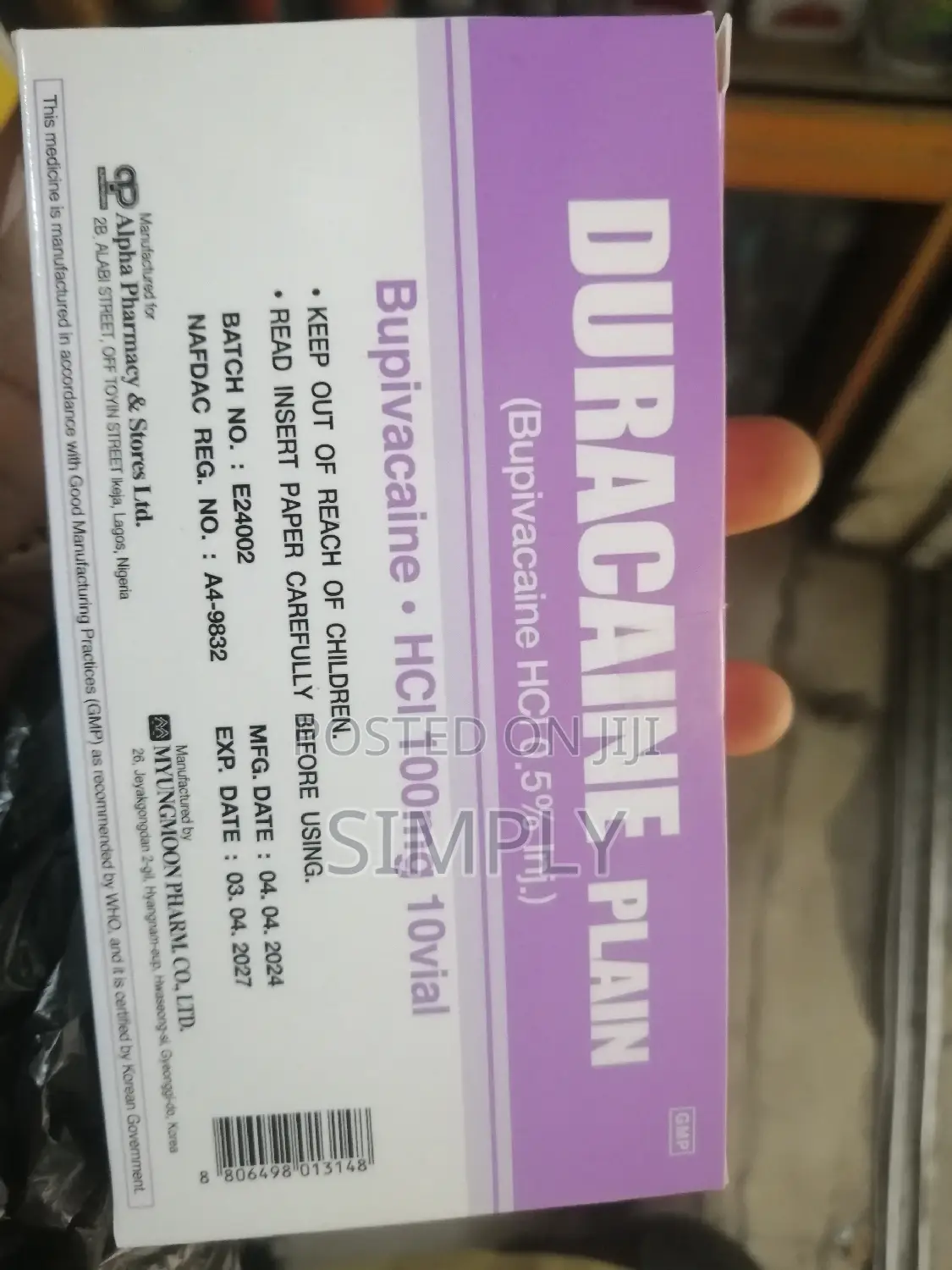 Duracaine Plain 500mg