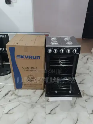 4 Gas, Single Burner Oven, Black