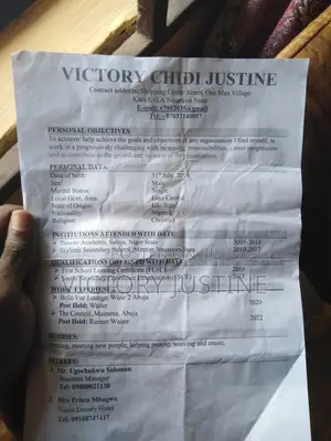 Housekeeping Cleaning CV