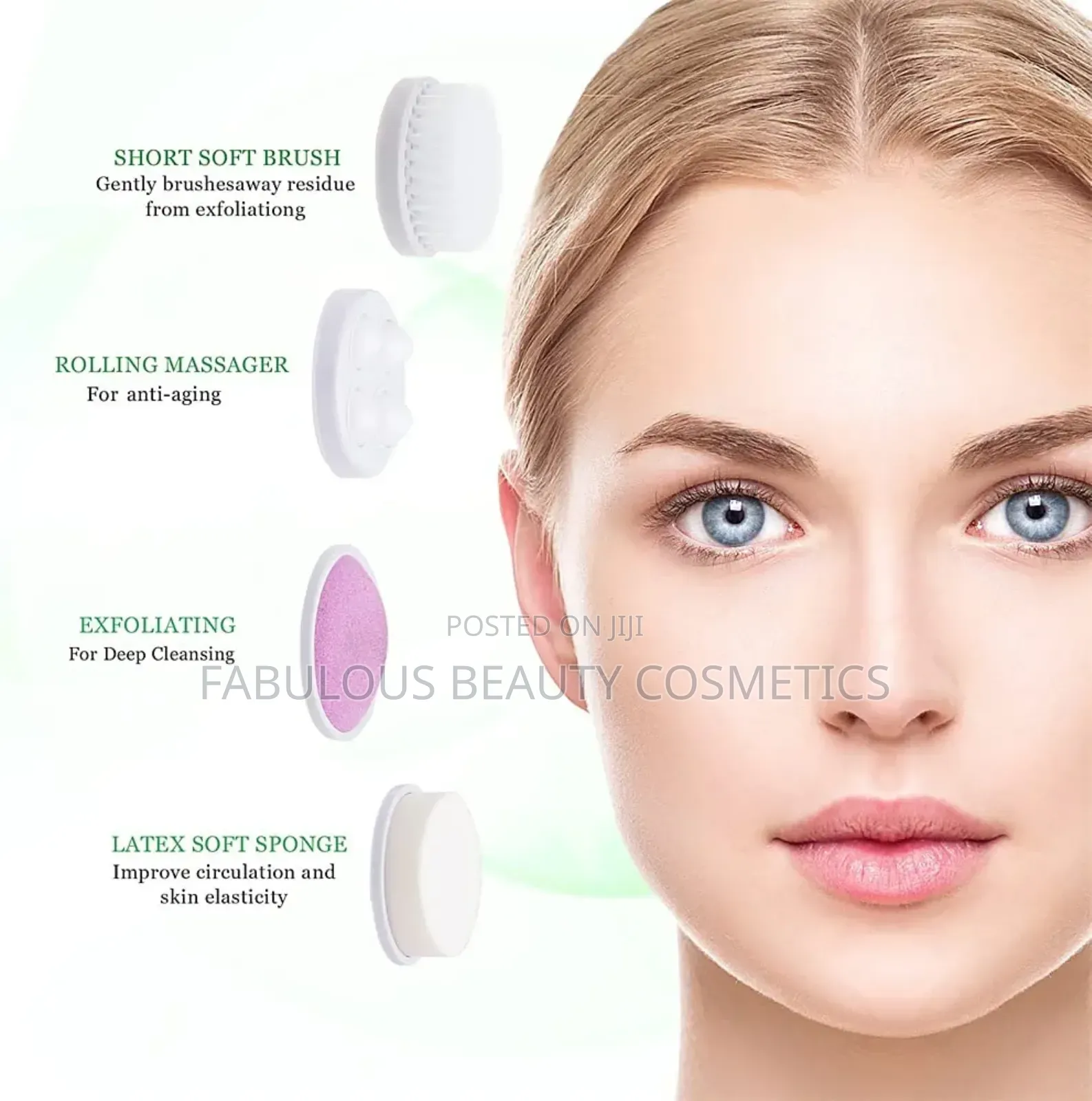Painless Facial Brush Set Wt 4 Interchangeable Face Scrubber