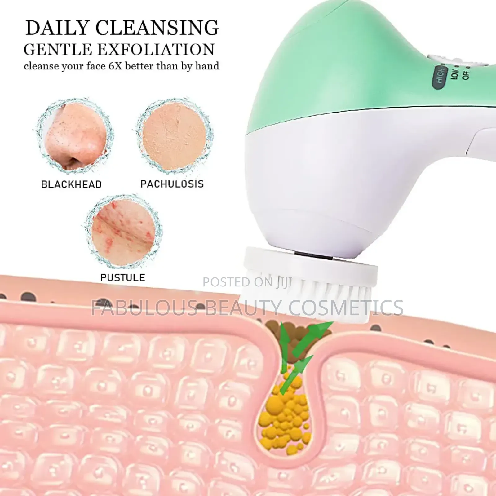 Painless Facial Brush Set Wt 4 Interchangeable Face Scrubber